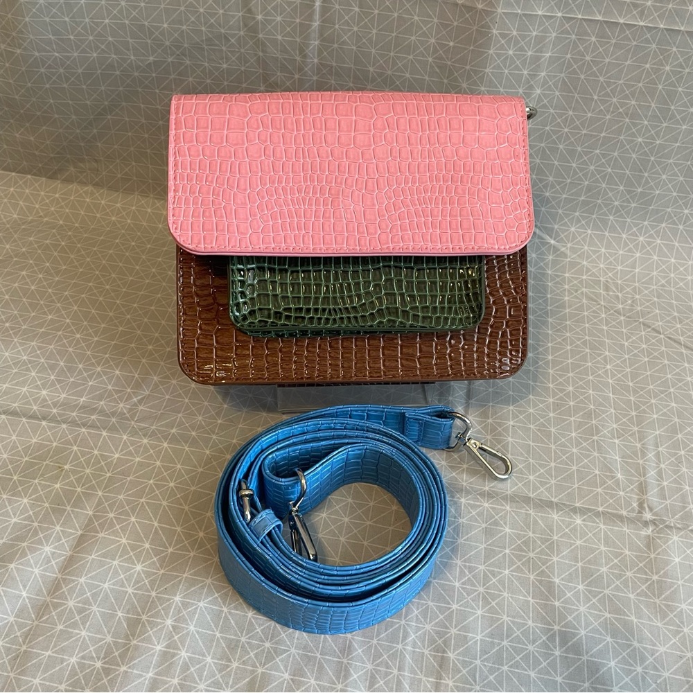 Multicolor Croc-Embossed Crossbody Bag